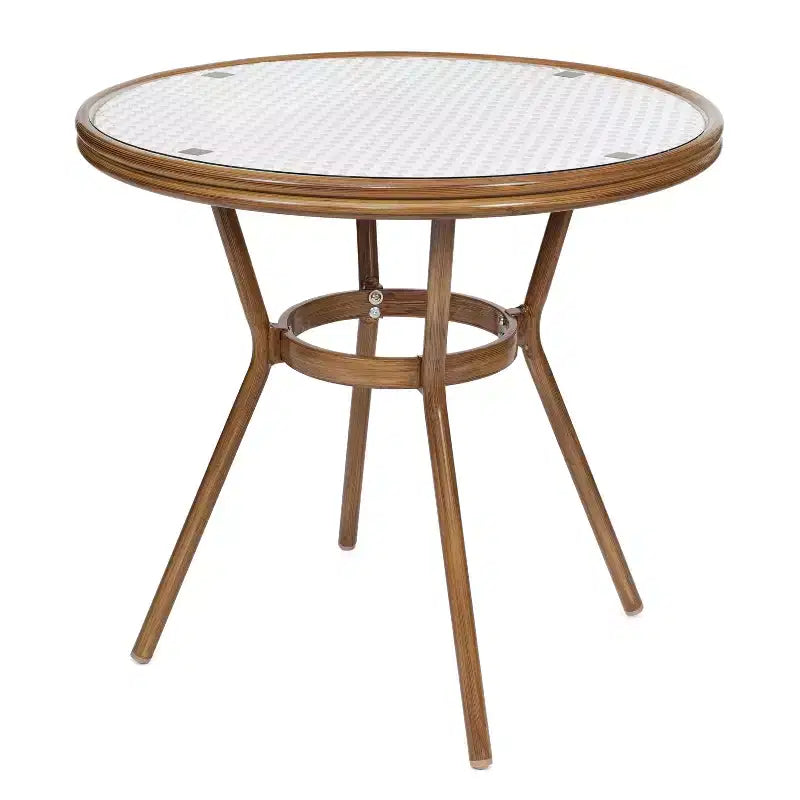 Flash Furniture Lourdes Table de bistrot commerciale intérieur/extérieur 31,5 po, rotin PE, dessus en verre avec 4 chaises empilables