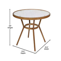 Flash Furniture Lourdes Table de bistrot commerciale intérieur/extérieur 31,5 po, rotin PE, dessus en verre avec 4 chaises empilables