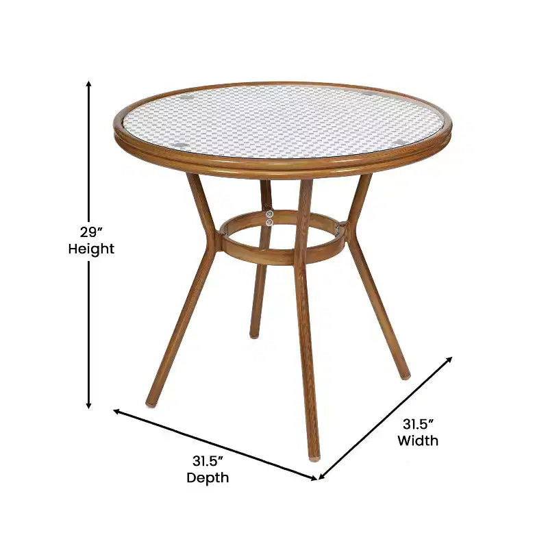 Flash Furniture Lourdes Table de bistrot commerciale intérieur/extérieur 31,5 po, rotin PE, dessus en verre avec 4 chaises empilables