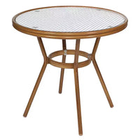 Flash Furniture Lourdes Table de bistrot commerciale intérieur/extérieur 31,5 po, rotin PE, dessus en verre avec 4 chaises empilables