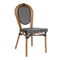 Flash Furniture Lourdes Bistro commercial d'intérieur/extérieur Table 31,5, résine tressée PE noir et blanc, plateau en verre avec 2 chaises empilables