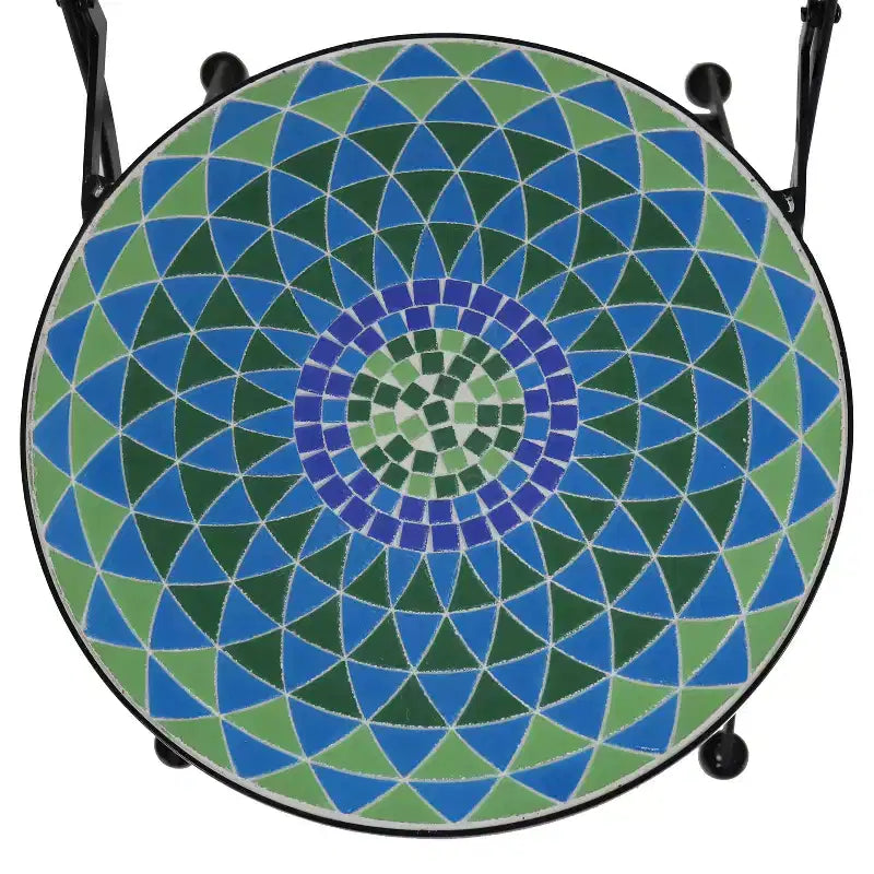 Chaise de bistro Sunnydaze en mosaïque avec cadre en fer - Multicolore - Lot de 2