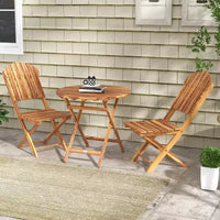 Outsunny Ensemble bistrot 3 pièces en bois d'acacia, table et chaises de bistrot pliantes, ensemble bistrot extérieur pour jardin, balcon, terrasse, véranda, finition bois naturel