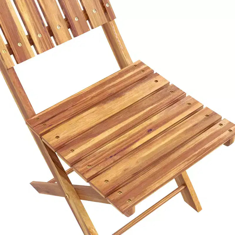 Outsunny Ensemble bistrot 3 pièces en bois d'acacia, table et chaises de bistrot pliantes, ensemble bistrot extérieur pour jardin, balcon, terrasse, véranda, finition bois naturel
