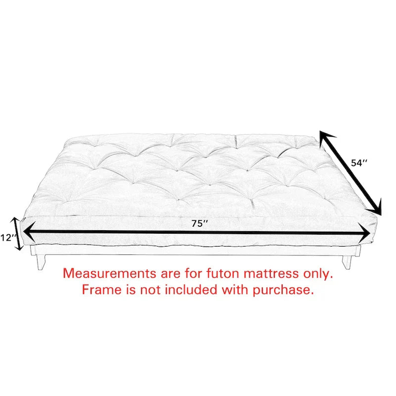 Matelas de futon pleine grandeur de 12 pouces (matelas seulement)