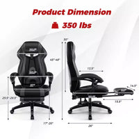 Chaise de jeu e-sport réglable Costway avec appuie-tête rembourré, support lombaire bleu/noir/gris/rouge
