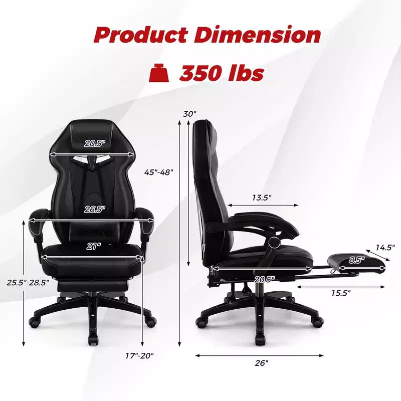 Chaise de jeu e-sport réglable Costway avec appuie-tête rembourré, support lombaire bleu/noir/gris/rouge