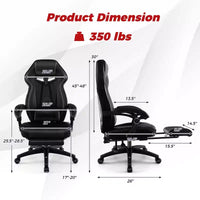 Chaise de jeu e-sport réglable Costway avec appuie-tête rembourré, support lombaire bleu/noir/gris/rouge