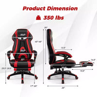 Chaise de jeu e-sport réglable Costway avec appuie-tête rembourré, support lombaire bleu/noir/gris/rouge