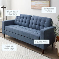 Canapé Brookside Brynn 76 po. avec accoudoirs carrés en similicuir/velours/tissu