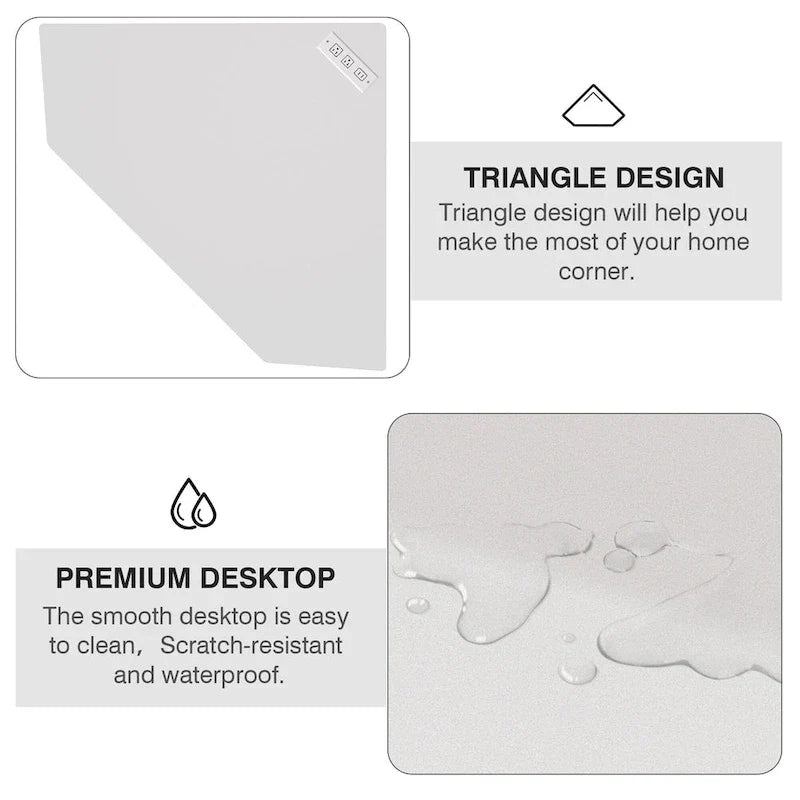 Bureau d'Angle Petit Bureau avec Prises, Table d'Angle pour Petit Espace, Bureau d'Ordinateur avec Ports USB, Bureau Triangle avec Rangement