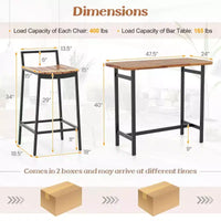 Costway Ensemble table et chaises de bar 5 pièces en bois d'acacia avec cadre en métal pour l'extérieur