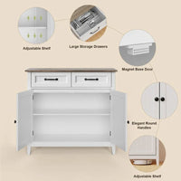 Buffet de rangement de cuisine avec 2 tiroirs, meuble de bar à café, armoire d'entrée en bois avec double porte placard