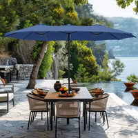 Parasol de marché extérieur rectangulaire Captiva Designs 2,7 x 4,5 m avec manivelle, couleur claire