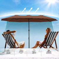 Parasol de marché extérieur rectangulaire Captiva Designs 2,7 x 4,5 m avec manivelle, couleur claire