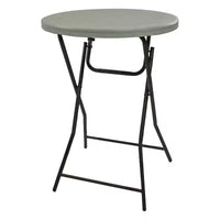 Table de bar ronde d'extérieur pliante Sunnydaze avec pieds en fer et plateau en plastique - 80,6 cm - Grise