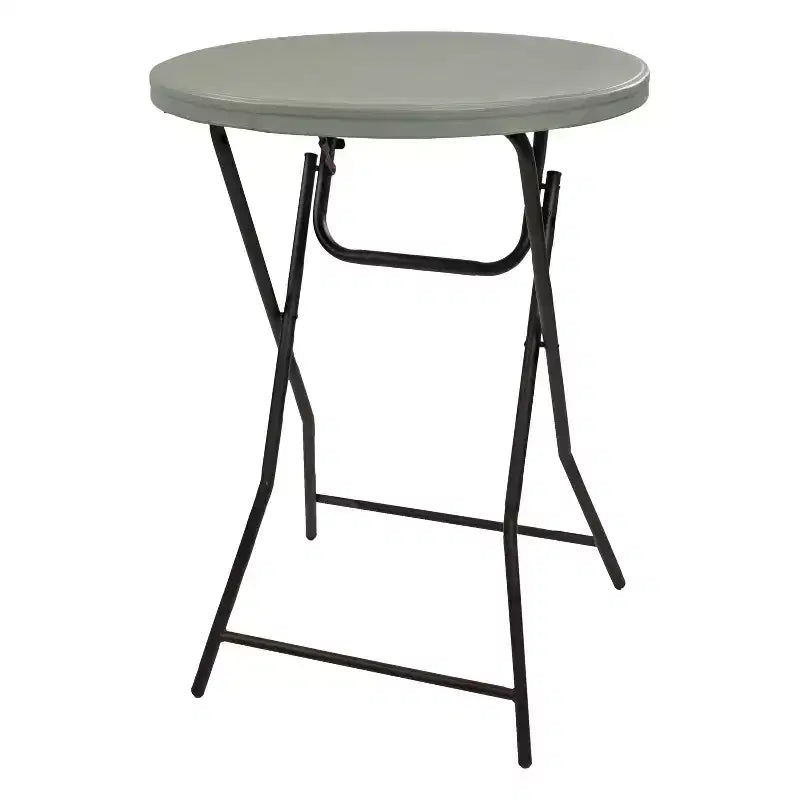 Table de bar ronde d'extérieur pliante Sunnydaze avec pieds en fer et plateau en plastique - 80,6 cm - Grise