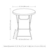 Table de bar ronde d'extérieur pliante Sunnydaze avec pieds en fer et plateau en plastique - 80,6 cm - Grise