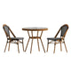 Emma & Oliver Soie Table de style bistro d'intérieur/extérieur de 31,5 po avec résine tressée PE, plateau en verre et deux chaises - Cadre en métal