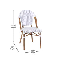 Table de style bistrot Celia Merrick Lane avec plateau en verre, rotin PE, 2 chaises empilables et cadre en métal finition bambou pour utilisation intérieure/extérieure