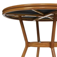 Merrick Lane Table de style bistrot Mael avec plateau en verre, textilène, 2 chaises empilables et cadre en métal finition bambou pour utilisation intérieure/extérieure