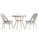Merrick Lane Mael Bistro Style Table with Glass Top, Textilene, 2 Stack Chairs, and Bamboo Finished Metal Frame for Indoor/Outdoor Use