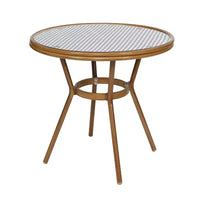 Table de bistrot Emma & Oliver Soie pour l'intérieur et l'extérieur de 80 cm avec rotin en PE, plateau en verre et quatre chaises - Cadre en métal