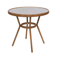 Table de bistrot Emma & Oliver Soie pour l'intérieur et l'extérieur de 80 cm avec rotin en PE, plateau en verre et quatre chaises - Cadre en métal