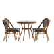 Table de bistrot Emma & Oliver Soie pour l'intérieur et l'extérieur de 80 cm avec rotin en PE, plateau en verre et quatre chaises - Cadre en métal