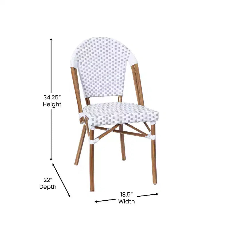 Emma & Oliver Colmar Table de bistro intérieure/extérieure de 80 cm avec rotin PE, plateau en verre et quatre chaises - Cadre en métal