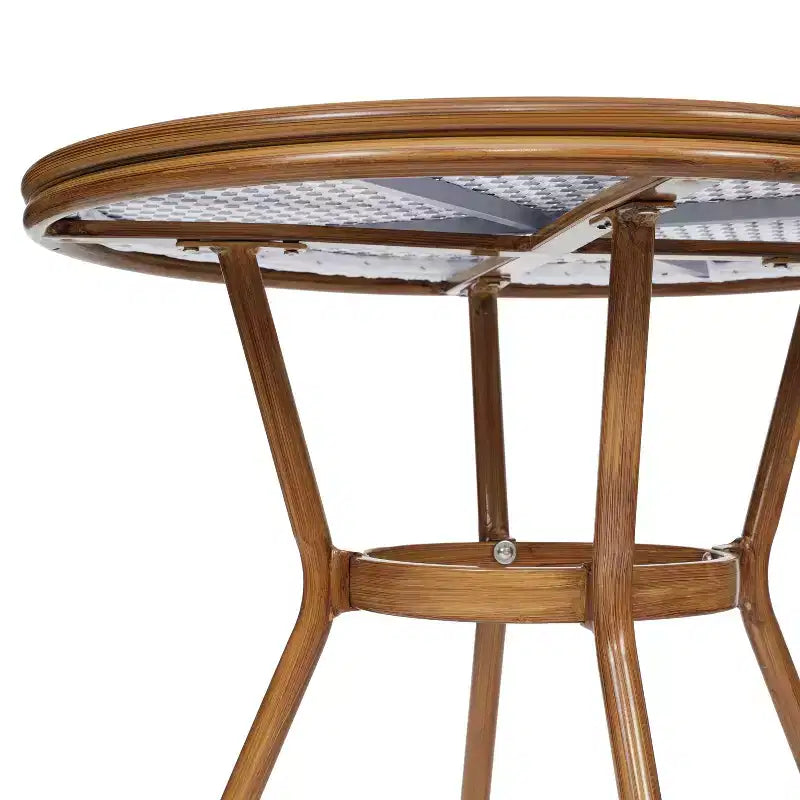 Emma & Oliver Colmar Table de bistro intérieure/extérieure de 80 cm avec rotin PE, plateau en verre et quatre chaises - Cadre en métal