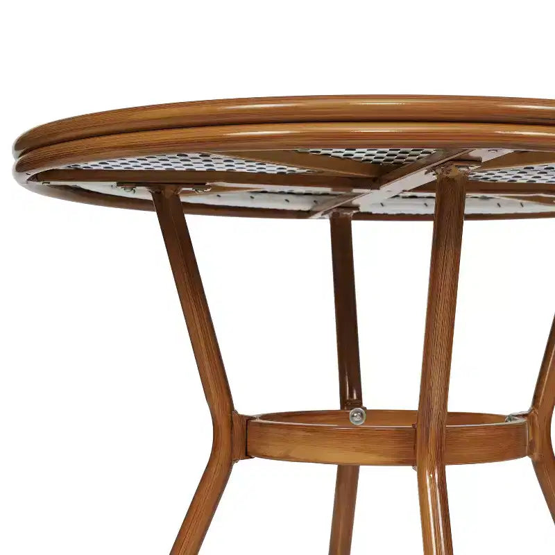 Emma & Oliver Colmar Table de bistro intérieure/extérieure de 80 cm avec rotin PE, plateau en verre et quatre chaises - Cadre en métal