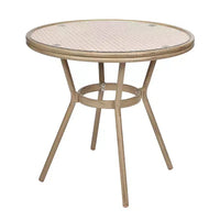 Emma & Oliver Colmar Table de bistro intérieure/extérieure de 80 cm avec rotin PE, plateau en verre et quatre chaises - Cadre en métal