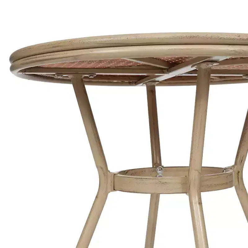 Emma & Oliver Colmar Table de bistro intérieure/extérieure de 80 cm avec rotin PE, plateau en verre et quatre chaises - Cadre en métal