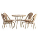 Emma & Oliver Colmar Table de bistro intérieure/extérieure de 80 cm avec rotin PE, plateau en verre et quatre chaises - Cadre en métal