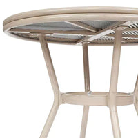 Merrick Lane Mael Table style bistro avec plateau en verre, Textilene, 4 chaises empilables et cadre en métal finition bambou pour usage intérieur/extérieur