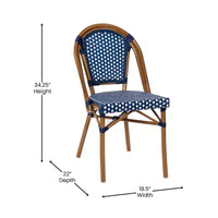 Merrick Lane Sacha Table style bistro avec plateau en verre, résine tressée PE, 2 chaises empilables et cadre en métal finition bambou pour usage intérieur/extérieur