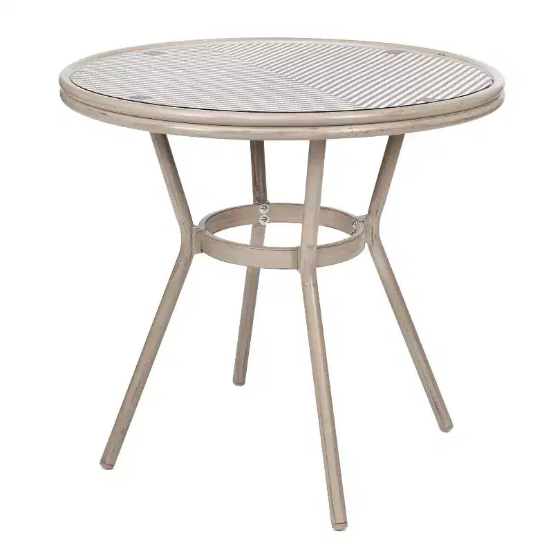 Emma & Oliver Massalia Table de style bistro d'intérieur/extérieur de 31,5 po avec Textilene, plateau en verre et quatre chaises - Cadre en métal