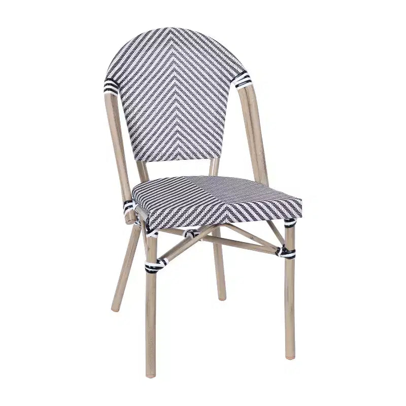 Emma & Oliver Massalia Table de style bistro d'intérieur/extérieur de 31,5 po avec Textilene, plateau en verre et quatre chaises - Cadre en métal