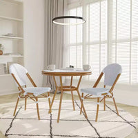 Emma & Oliver Colmar Table style bistro intérieur/extérieur 31,5 in., en résine tressée PE, plateau en verre et deux chaises - cadre en métal