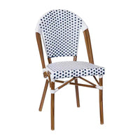 Emma & Oliver Colmar Table style bistro intérieur/extérieur 31,5 in., en résine tressée PE, plateau en verre et deux chaises - cadre en métal