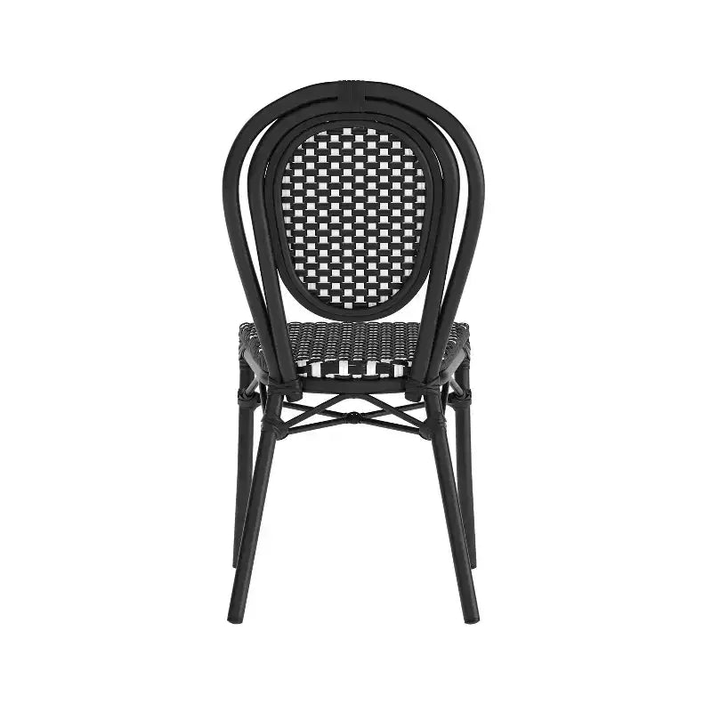 Chaise bistrot empilable Thonet Merrick Lane Celia, assise en rotin PE et cadre en métal pour usage intérieur/extérieur