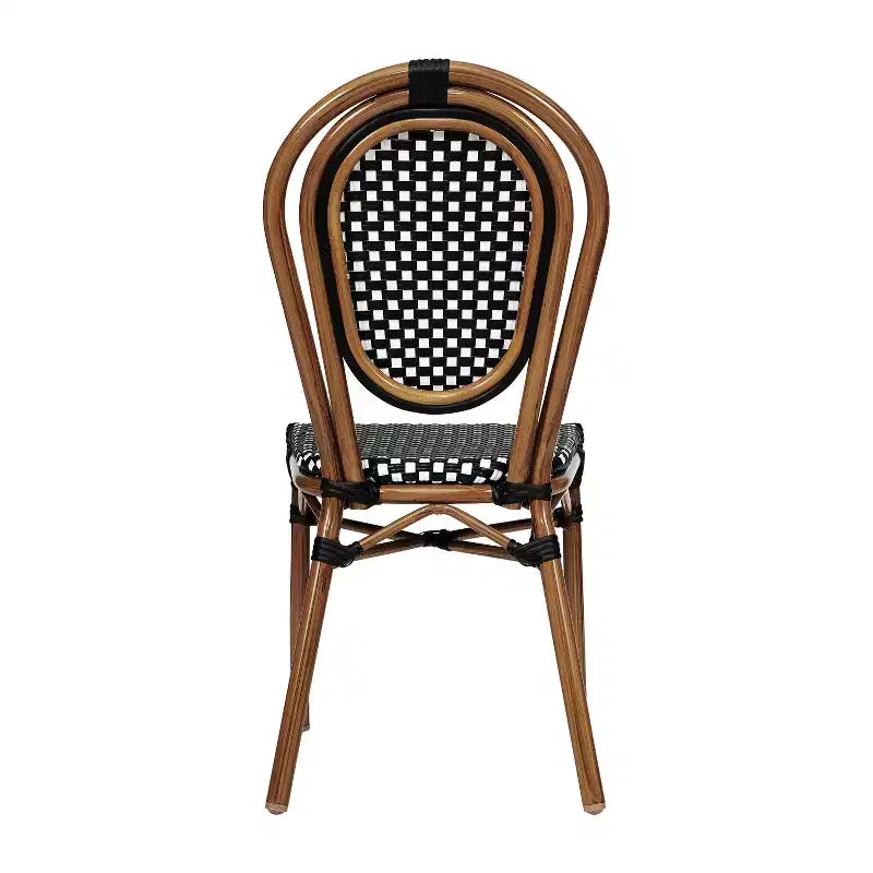Chaise bistrot empilable Thonet Merrick Lane Celia, assise en rotin PE et cadre en métal pour usage intérieur/extérieur