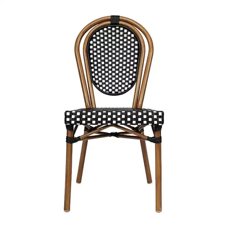 Chaise bistrot empilable Thonet Merrick Lane Celia, assise en rotin PE et cadre en métal pour usage intérieur/extérieur