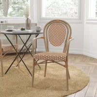 Chaise bistrot empilable Thonet Merrick Lane Celia, assise en rotin PE et cadre en métal pour usage intérieur/extérieur