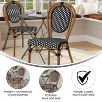Chaise bistrot empilable Thonet Merrick Lane Celia, assise en rotin PE et cadre en métal pour usage intérieur/extérieur