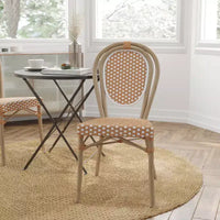Chaise bistrot empilable Thonet Merrick Lane Celia, assise en rotin PE et cadre en métal pour usage intérieur/extérieur