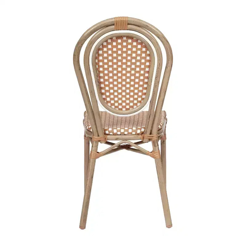 Chaise bistrot empilable Thonet Merrick Lane Celia, assise en rotin PE et cadre en métal pour usage intérieur/extérieur