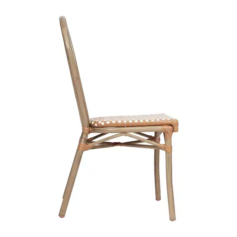 Chaise bistrot empilable Thonet Merrick Lane Celia, assise en rotin PE et cadre en métal pour usage intérieur/extérieur
