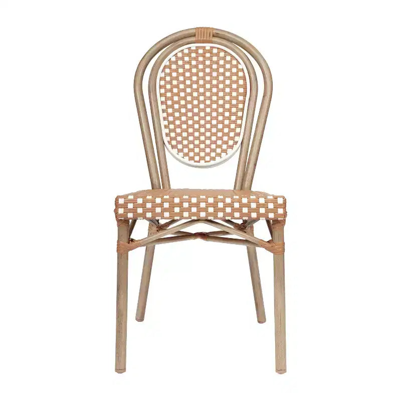 Chaise bistrot empilable Thonet Merrick Lane Celia, assise en rotin PE et cadre en métal pour usage intérieur/extérieur